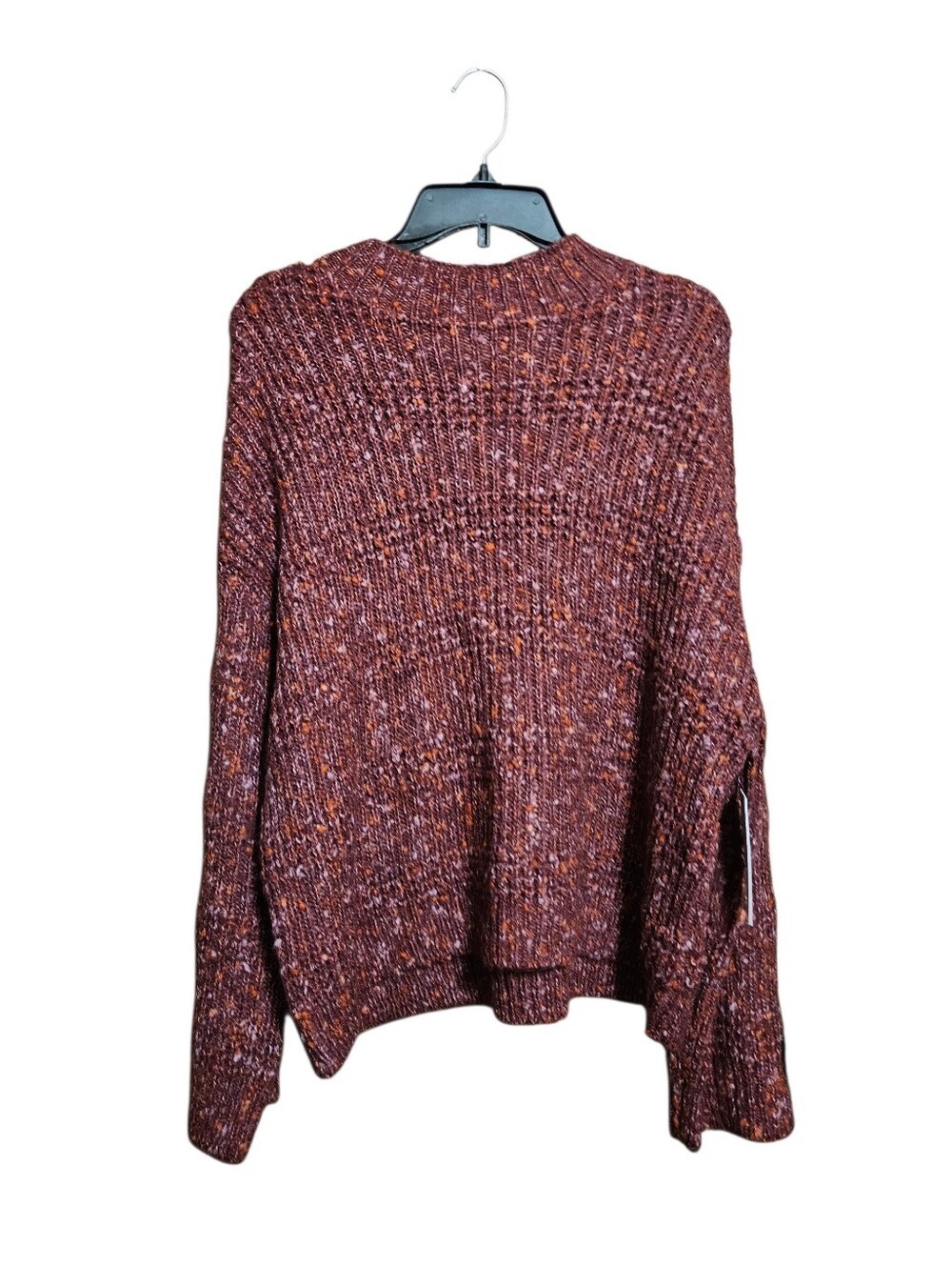 DKNY Jeans Mock Neck Burgandy Combo Sweater Tight Knit Size XL!
